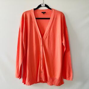 Talbots women's coral V-neck cardigan sweater size US XL